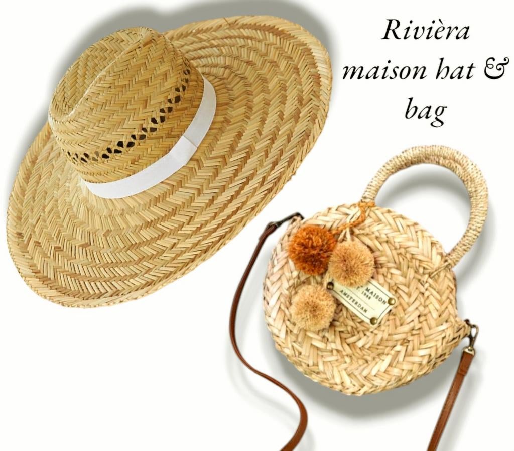 Rivièra maison rustic rattan cowboy hoed & tas diverse soort, Ophalen of Verzenden