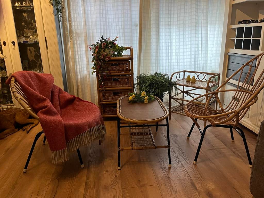 Rohé Noordwolde VINTAGE Rotan setje, Ophalen of Verzenden