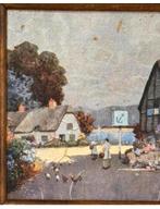 Ernest Uden 1940 ingelijst schilderij Engeland Cottage dorp, Antiek en Kunst, Kunst | Schilderijen | Klassiek, Ophalen of Verzenden