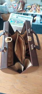 Vintage bruine handtas met meerdere vakken, Ophalen of Verzenden, Gebruikt, Bruin, Handtas
