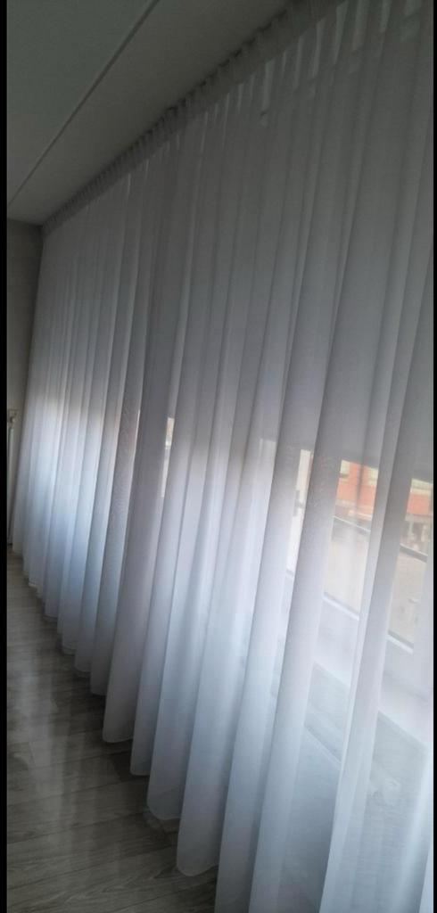 Off white vitrage gordijnen met vlinderplooi, 200 cm of meer, Wit, 150 tot 200 cm, Nieuw