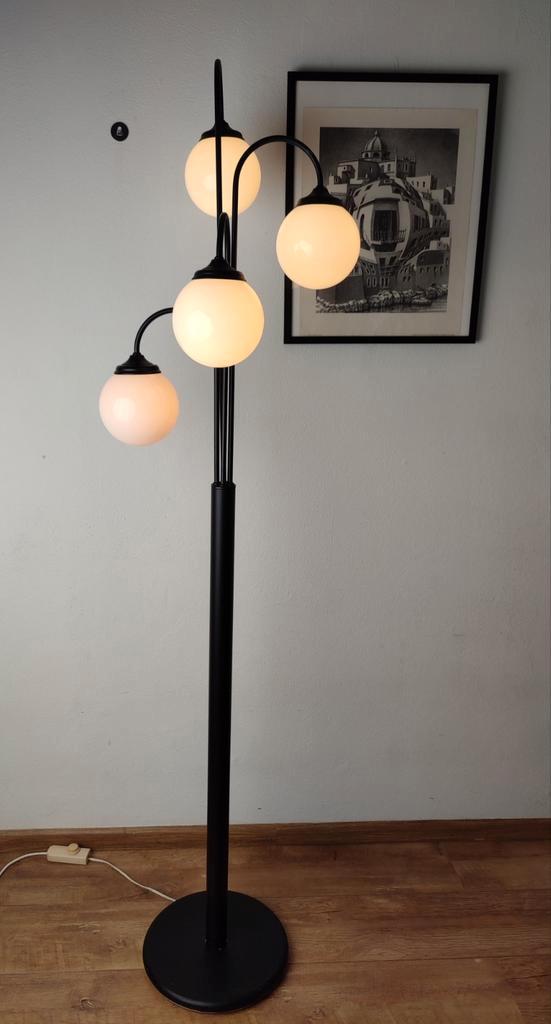Space Age Vloerlamp waterfall bollen Jaren '70 zwart, Huis en Inrichting, Lampen | Vloerlampen, Gebruikt, 150 tot 200 cm, Glas