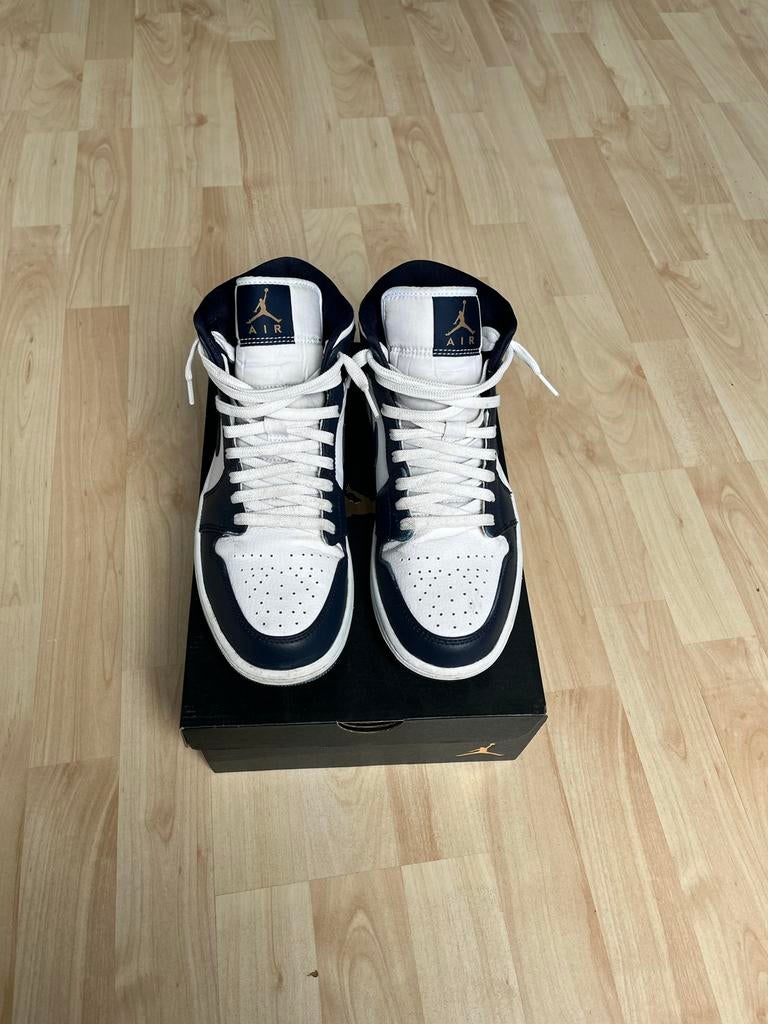 Jordan Air 1 Mid Midnight Blue, Kleding | Heren, Schoenen, Sneakers of Gympen, Gedragen, Verzenden, Blauw