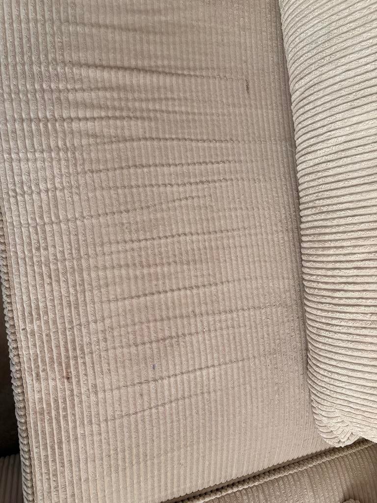 Ribstof hoekbank ivory van Seats and Sofas, Ophalen, 250 tot 300 cm, Gebruikt, 100 tot 125 cm