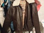 Mooie vintage bruin leren bomber jas XL., Ophalen of Verzenden, Maat 56/58 (XL), Bruin