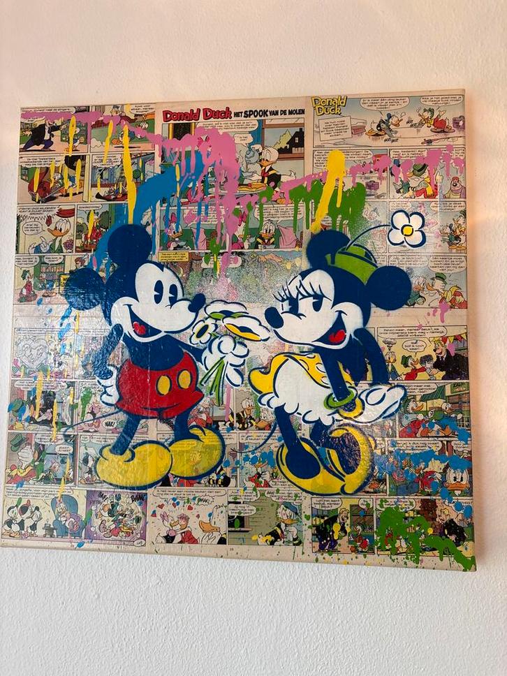 Uniek Mickey & Minnie Mouse Pop Art Schilderij op Canvas, Antiek en Kunst, Kunst | Schilderijen | Modern, Ophalen