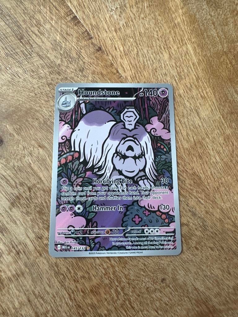 Houndstone Pokémon Kaart - Zeldzaam (145/132) - Nieuwstaat, Ophalen of Verzenden, Zo goed als nieuw, Losse kaart, Foil