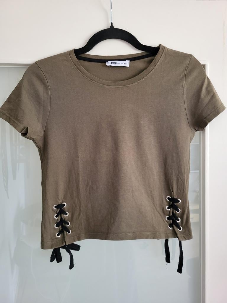 Groen topje met veters maat XS FB Sister, Ophalen of Verzenden, Korte mouw, Maat 34 (XS) of kleiner, FB Sister