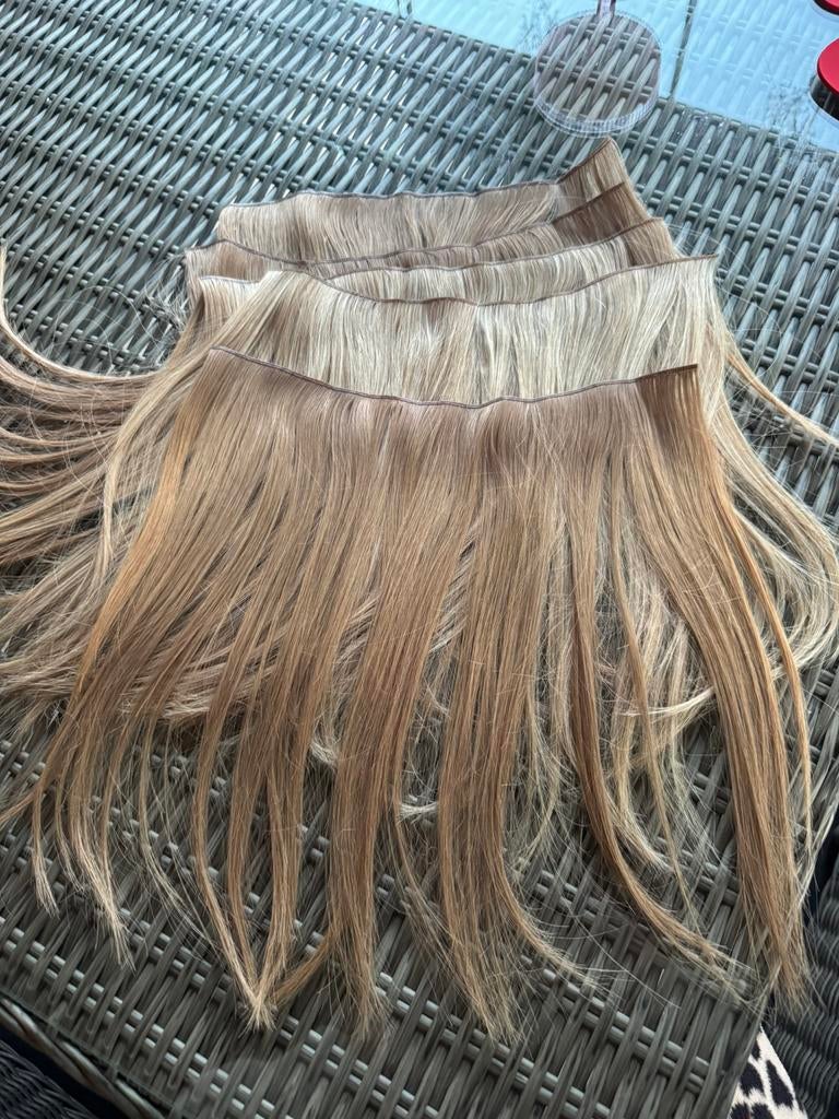 Human hair weft extensions, Ophalen of Verzenden, Zo goed als nieuw, Pruik of Haarverlenging