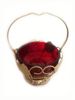 Antieke Engels brocante bonbonschaaltje met handvat goud, Ophalen of Verzenden