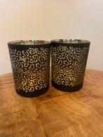 twee waxinelichthouders, Zwart, Ophalen of Verzenden, Zo goed als nieuw, Metaal