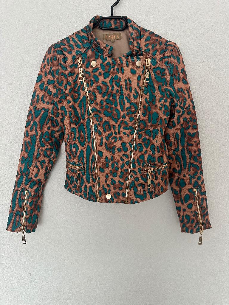 JOSH V Bikerjack - Panterprint, Bruin, Ophalen of Verzenden, Zo goed als nieuw, Maat 34 (XS) of kleiner