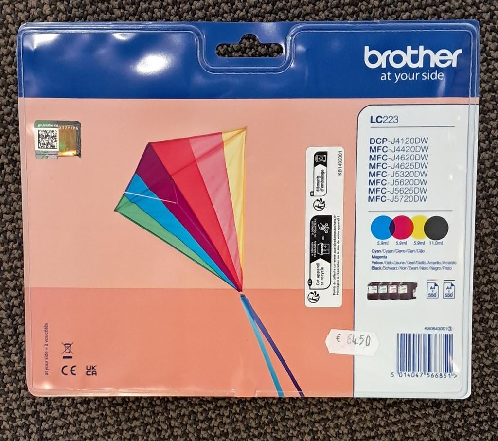 Brother LC223 Inktcartridge Multipack - Origineel, Ophalen of Verzenden, Nieuw, Cartridge, Brother