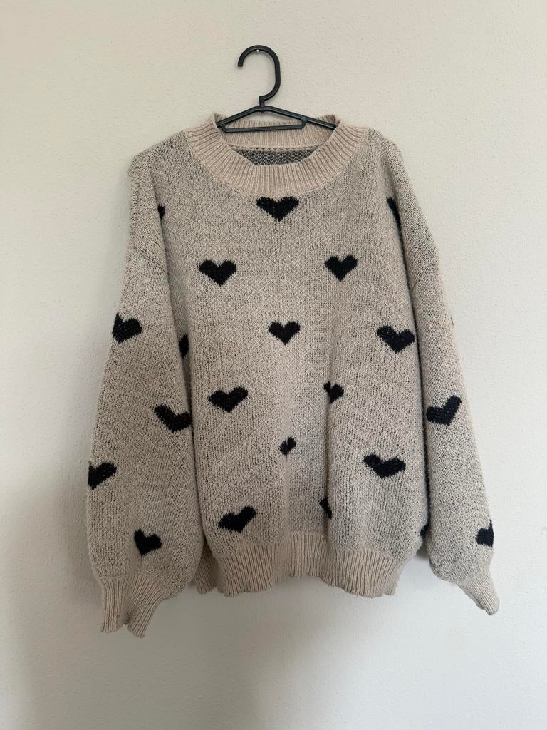 Shein Curve Trui met Hartjes - Maat 1XL, Ophalen of Verzenden, Zo goed als nieuw, Maat 46/48 (XL) of groter, Beige