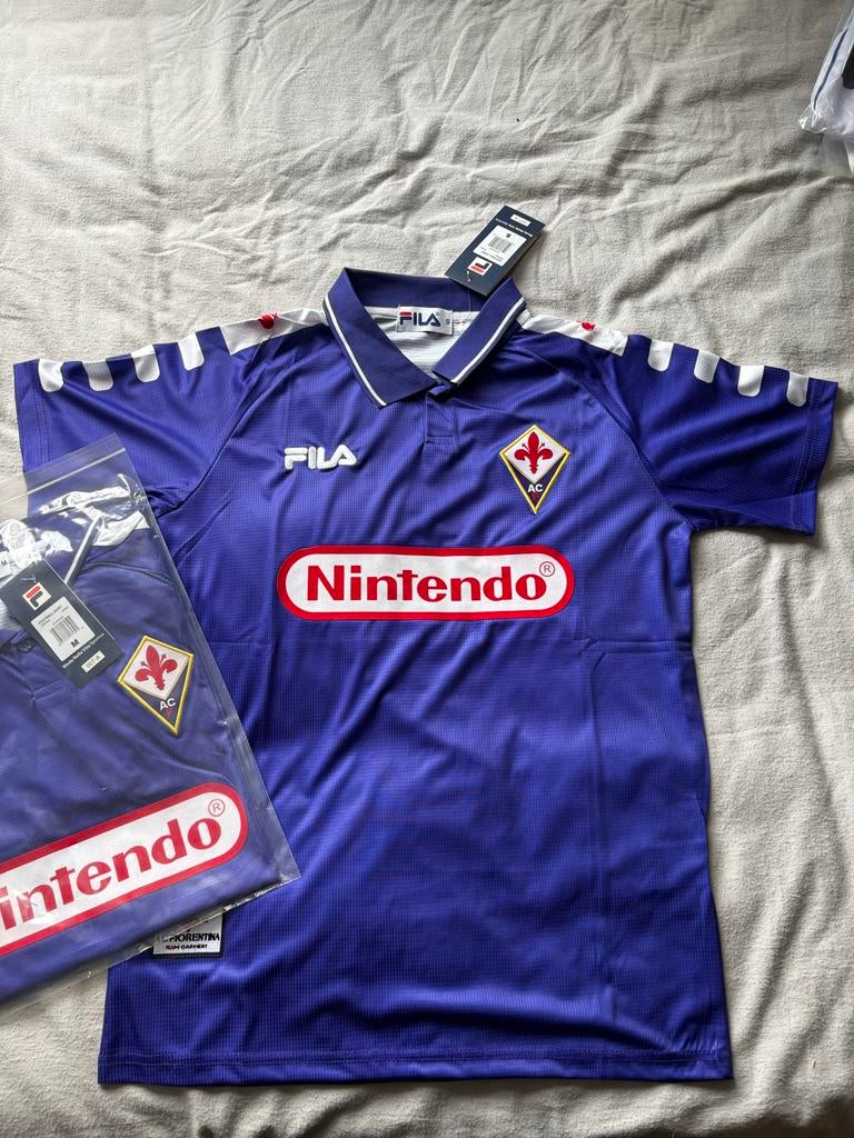 Vintage Fiorentina Fila Nintendo Voetbalshirt Maat S, Kleding | Heren, Paars, Nieuw, Ophalen of Verzenden, Voetbal