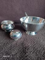 Verzilverde suikerkom kommetje lepel zoetjes dispenser, Overige materialen, Ophalen of Verzenden, Zo goed als nieuw, Kom(men)