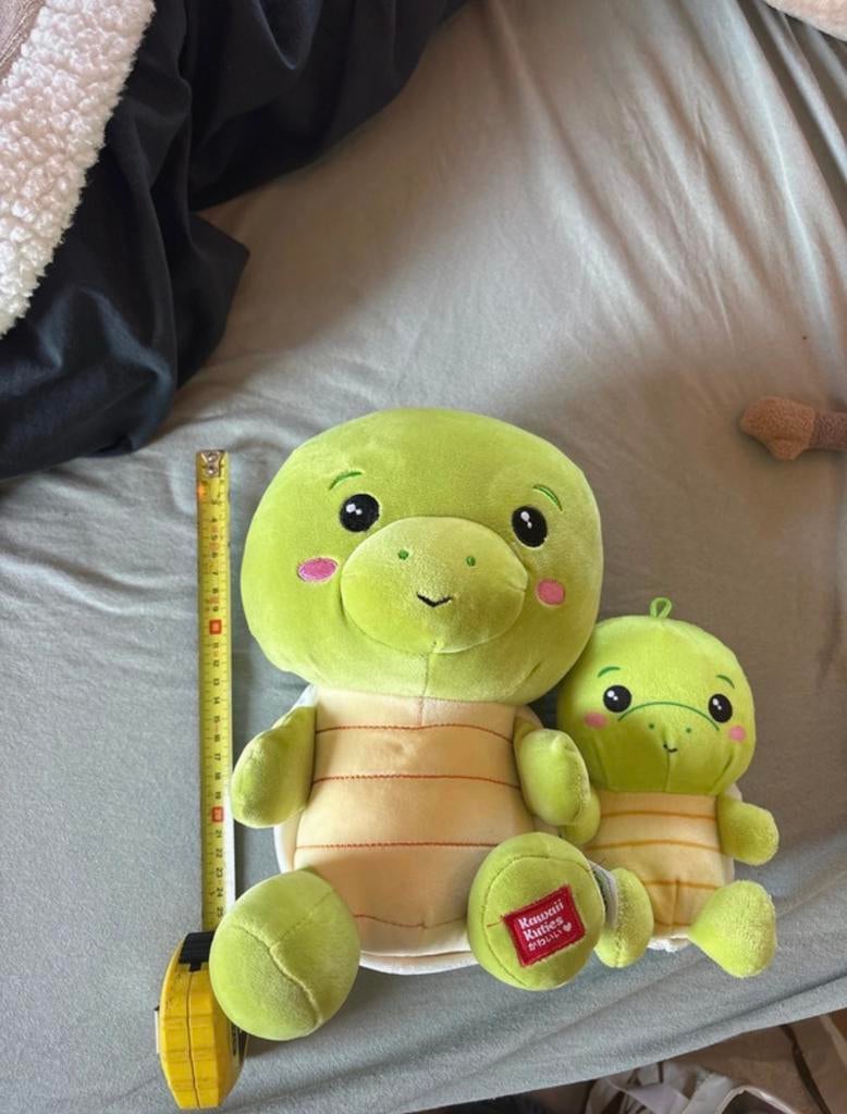 Knuffel Schildpad Duo - 25 cm en 15 cm, Groen, Overige typen, Ophalen of Verzenden, Zo goed als nieuw