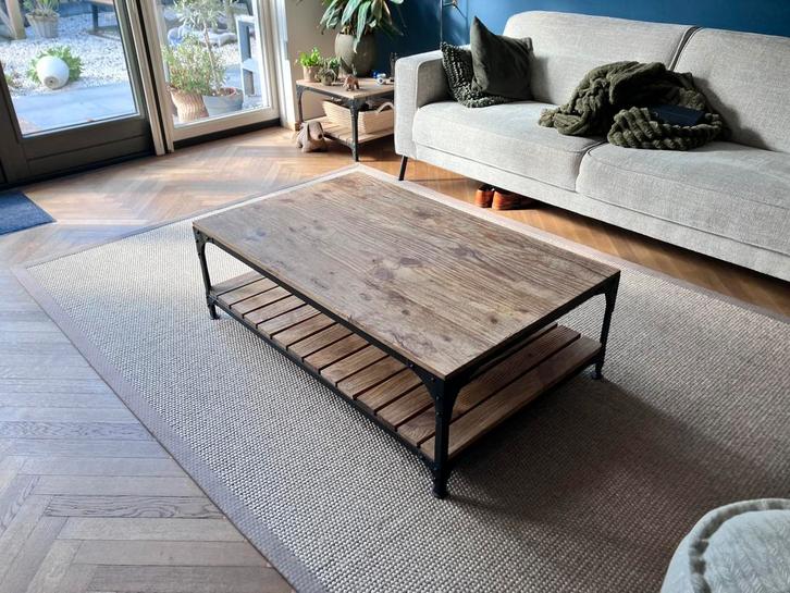 Industriële salontafel, Huis en Inrichting, Tafels | Salontafels, Zo goed als nieuw, Minder dan 50 cm, 50 tot 100 cm, 100 tot 150 cm
