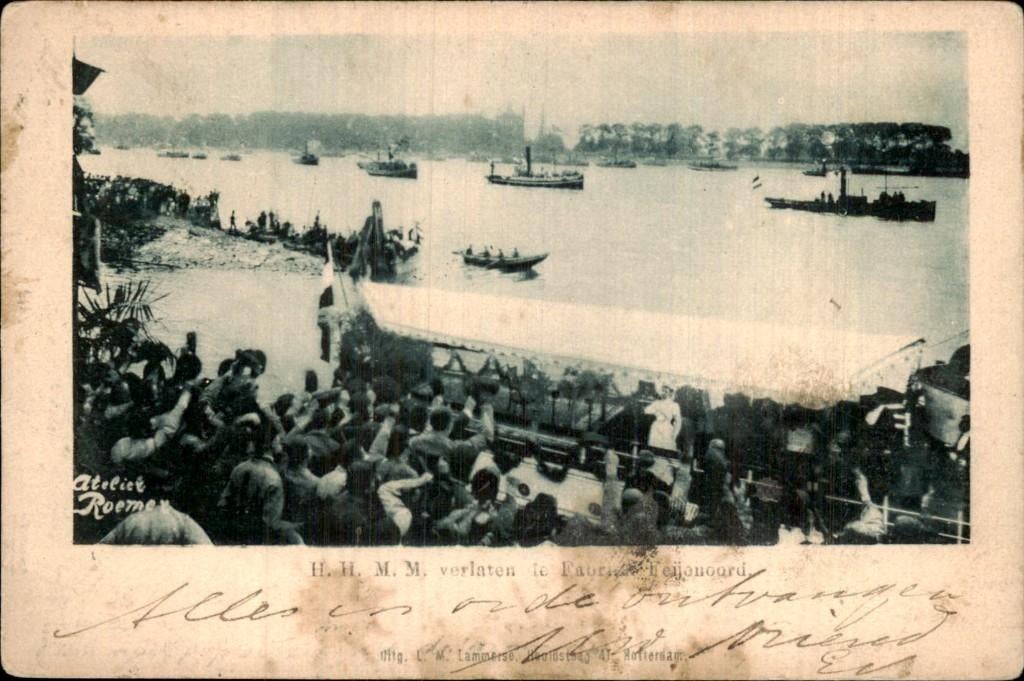 Rotterdam - Schepen - H.H.M.M. verlaten bij Feijenoord, Ophalen of Verzenden, Voor 1920, Gelopen, Zuid-Holland