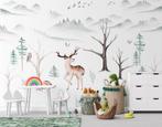Fotobehang / Behang - Kinderkamer - Bosdieren Avontuur, Verzenden, Wit, Bosdieren, Minder dan 10 m²