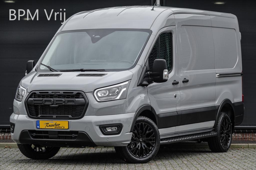 Ford Transit L2H2 | 2.0Tdci 165Pk A8 Aut. | 350 | Raptor Edi, Auto's, Bestelauto's, 12 maanden, Stof, Zwart, 2800 kg