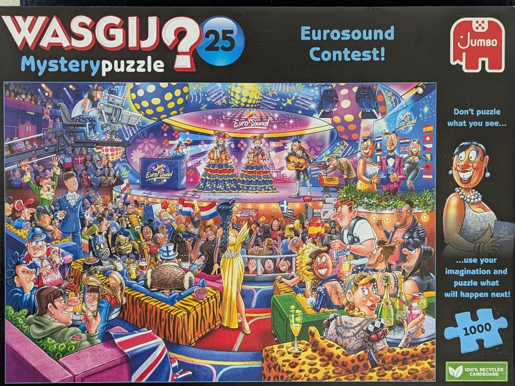Wasgij nr 25 Eurovisie songfestival, Ophalen of Verzenden, 500 t/m 1500 stukjes, Zo goed als nieuw, Legpuzzel