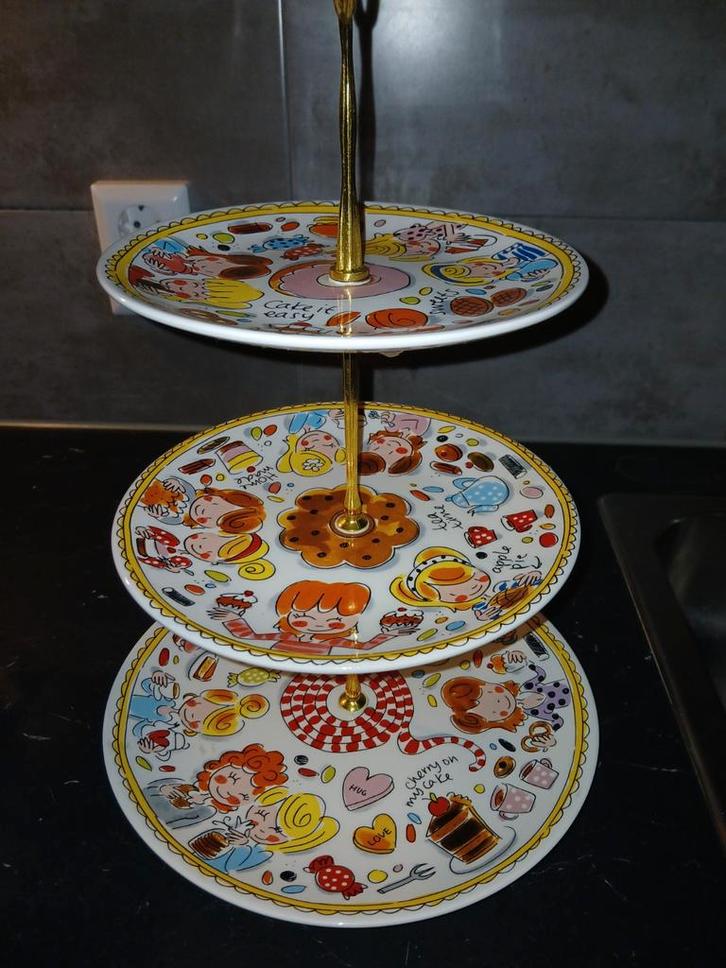 Blond Amsterdam etagere, Huis en Inrichting, Woonaccessoires | Schalen en Manden, Zo goed als nieuw, Schaal, Rond, Porselein of Keramiek