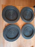 4x Rotan onderborden/placemats - Donkergrijs/Zwart, Huis en Inrichting, Keuken | Servies, Overige materialen, Gebruikt, Overige typen