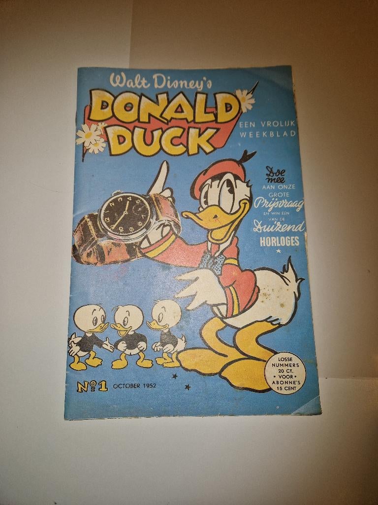 donald duck 1e druk 1e editie october 1952, Boeken, Stripboeken, Meerdere stripboeken, Ophalen of Verzenden, Gelezen