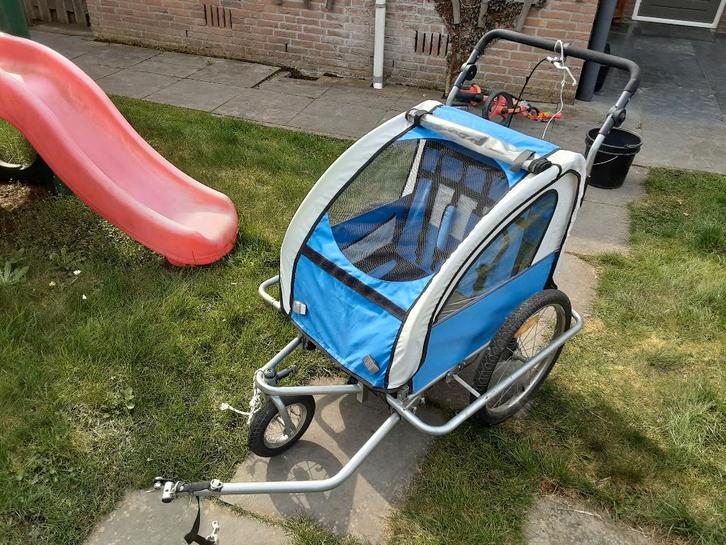 Fietskar, Fietsen en Brommers, Fietsaccessoires | Aanhangers en Karren, Gebruikt, Kinderkar, 20 tot 40 kg, Vering, Opvouwbaar