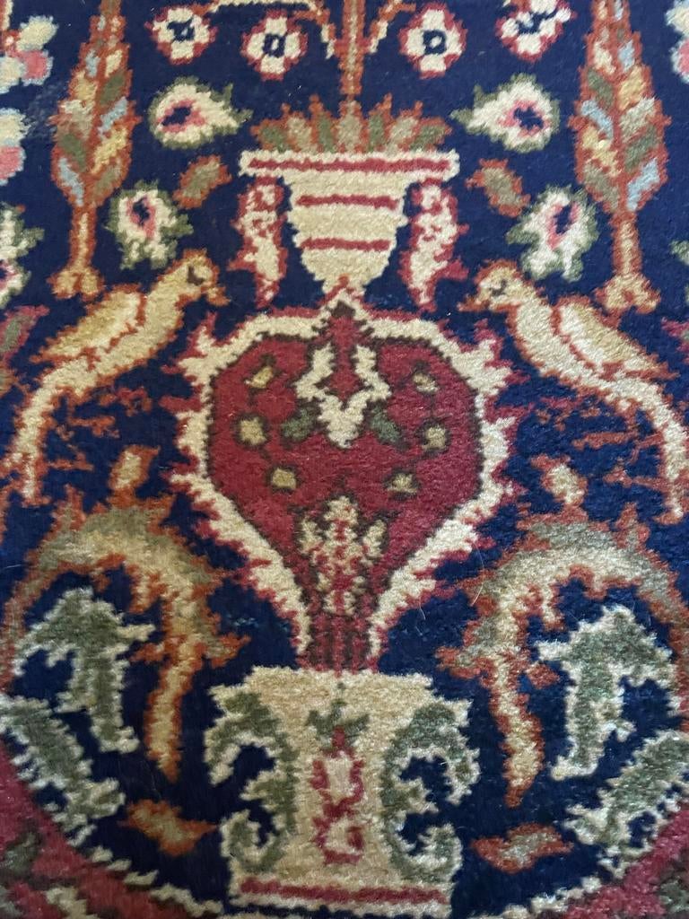 Prachtig Perzisch tapijt, handgeknoopt, donkerblauw/rood, Huis en Inrichting, Ophalen, Blauw, 50 tot 100 cm, Zo goed als nieuw