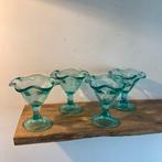Vintage aqua blauw glazen dessertschotels Italië, Antiek en Kunst, Ophalen of Verzenden