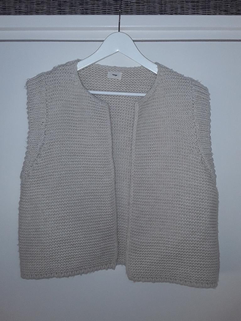 An'ge Beige Kort Gehaakt Vestje Maat L, Kleding | Dames, Maat 38/40 (M), An'ge, Beige, Nieuw