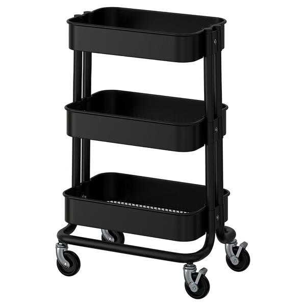 RÅSKOG Rolling table, black, 28x38x61 cm, Ophalen, Zo goed als nieuw