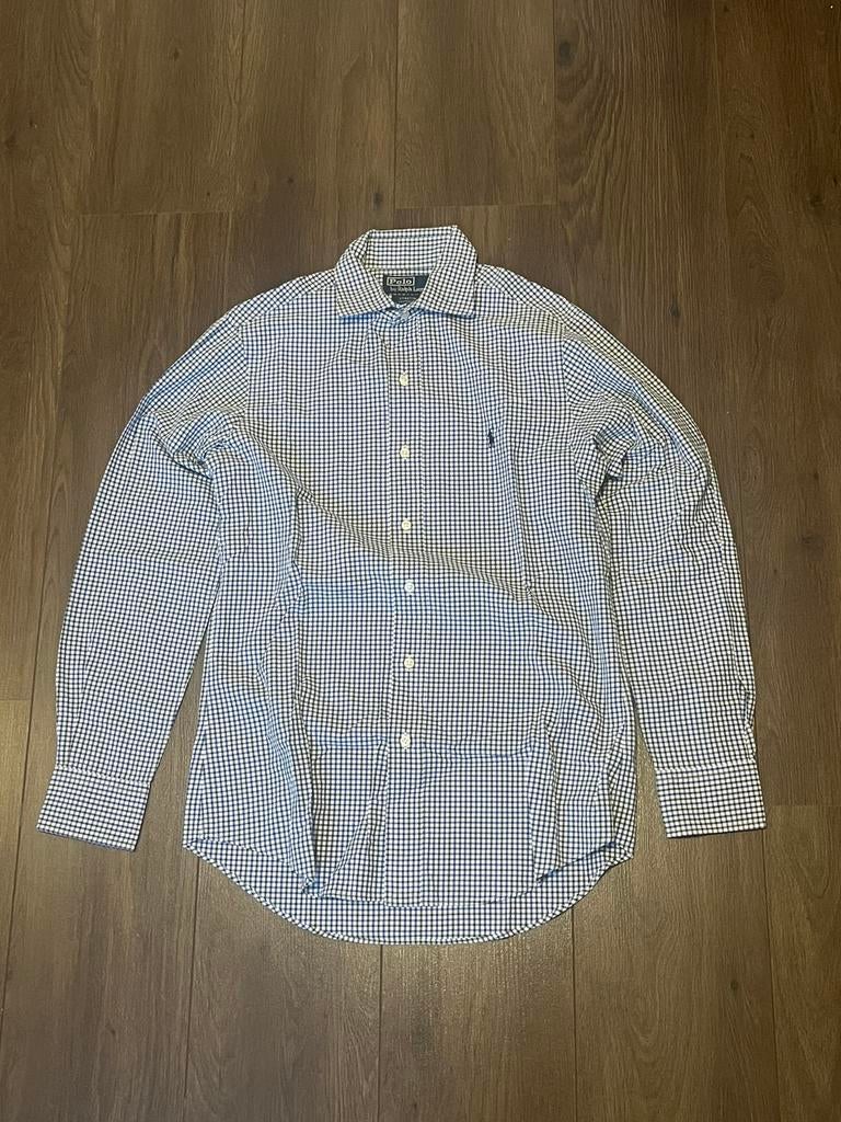 Ralph Lauren overhemd blauw groen wit – donkerblauw logo – S, Ophalen of Verzenden, Nieuw, Blauw, Halswijdte 38 (S) of kleiner