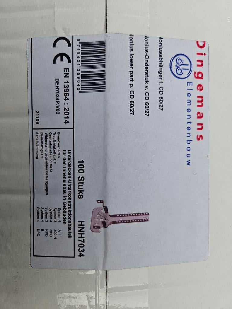 Dingemans Nonius-Onderstuk v. CD 60/27 (100 stuks), Ophalen of Verzenden, Nieuw