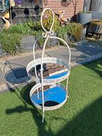 Leuk gietijzeren bijzettafeltje met spiegelglas, Huis en Inrichting, Tafels | Bijzettafels, Ophalen, Gebruikt, Metaal of Aluminium