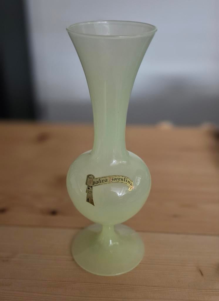Opalina Fiorentina Uranium Glas Vaas - Vaseline Glas, Ophalen
