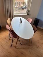 Witte ovale eettafel, Ophalen, Gebruikt, 100 tot 150 cm, 50 tot 100 cm