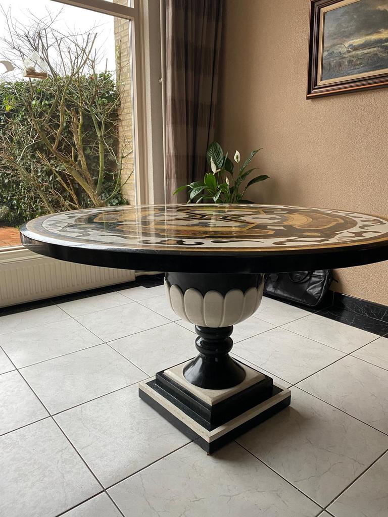 Unieke Manhattan Style ronde eetkamer tafel 130 cm, Ophalen of Verzenden, Zo goed als nieuw
