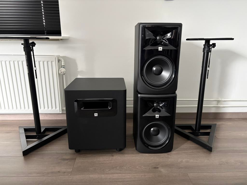 JBL studio monitors + subwoofer, Ophalen, Zo goed als nieuw, 120 watt of meer, Subwoofer