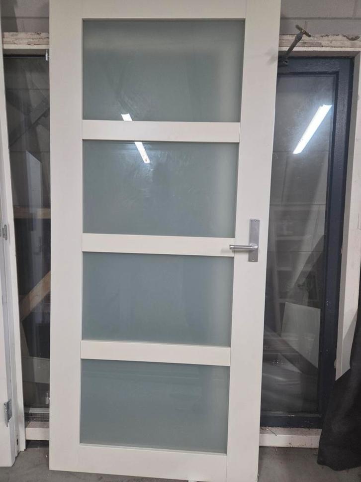 Opdekdeur met melkglas - 2115x935mm, Doe-het-zelf en Verbouw, Deuren en Horren, Ophalen of Verzenden