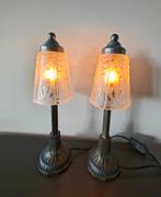 2 Art Deco tafellampen, Ophalen of Verzenden, Zo goed als nieuw, Glas, Minder dan 50 cm