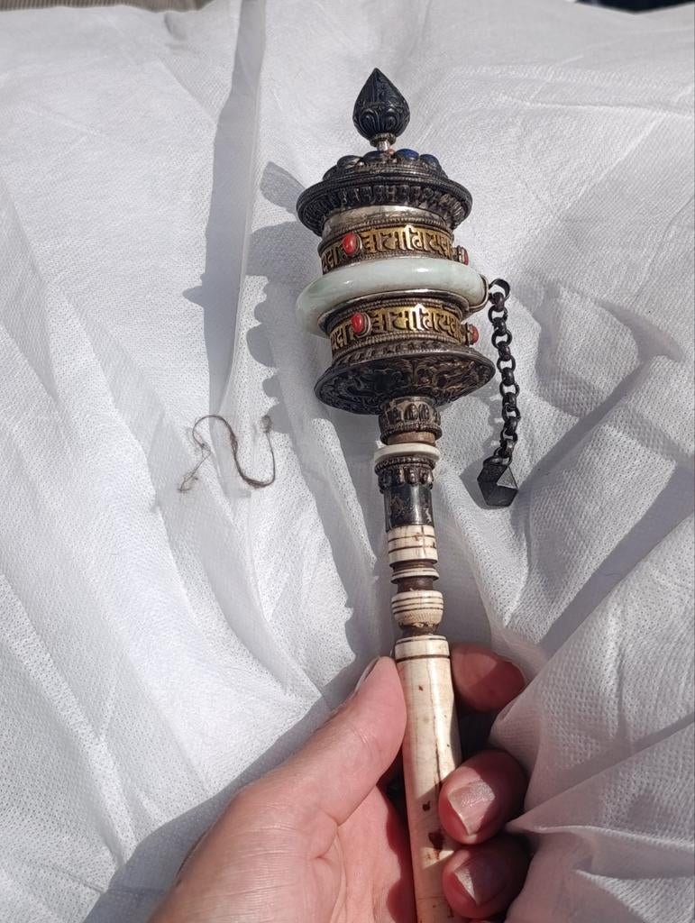 Antieke ZILVEREN tibetaanse gebedsmolen!, Ophalen of Verzenden