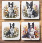 Border Collie Lente onderzetters met houder, Ophalen of Verzenden, Nieuw, Glas of Kopje