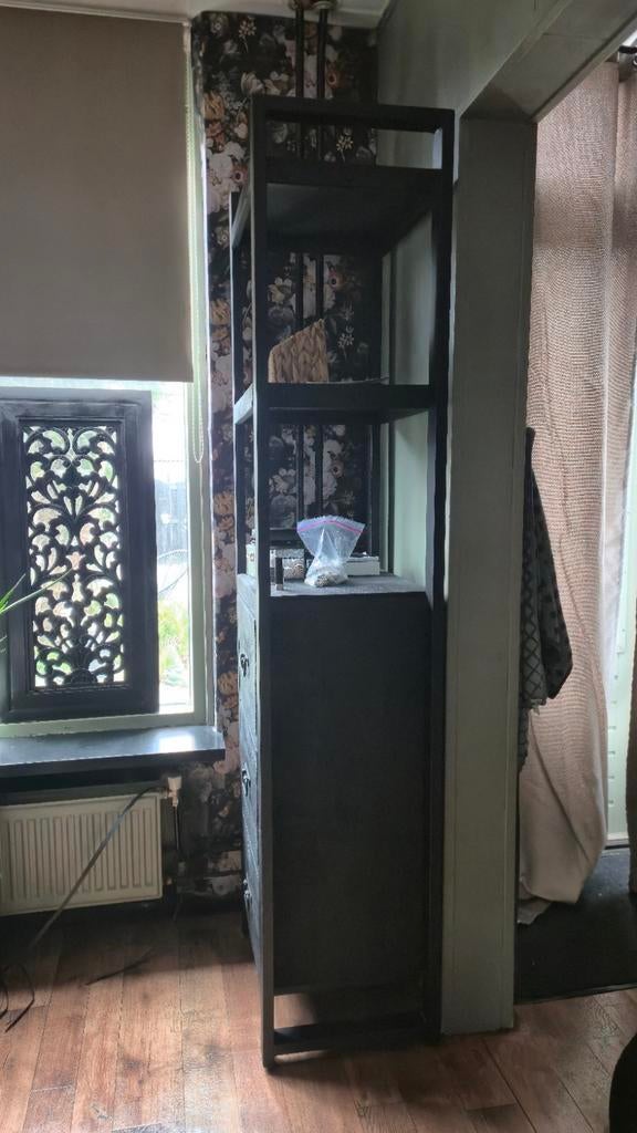 Complete set – Mango hout zwart (industrieel) – TV-meubel +, Ophalen, Zo goed als nieuw, 25 tot 50 cm, Minder dan 100 cm