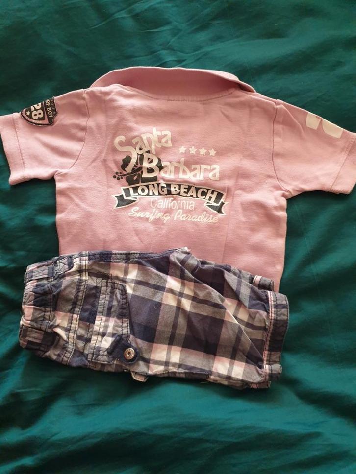 Leuke set kortebroek kort broekje en polo 68 74 80, Kinderen en Baby's, Babykleding | Maat 68, Zo goed als nieuw, Jongetje, Ophalen of Verzenden