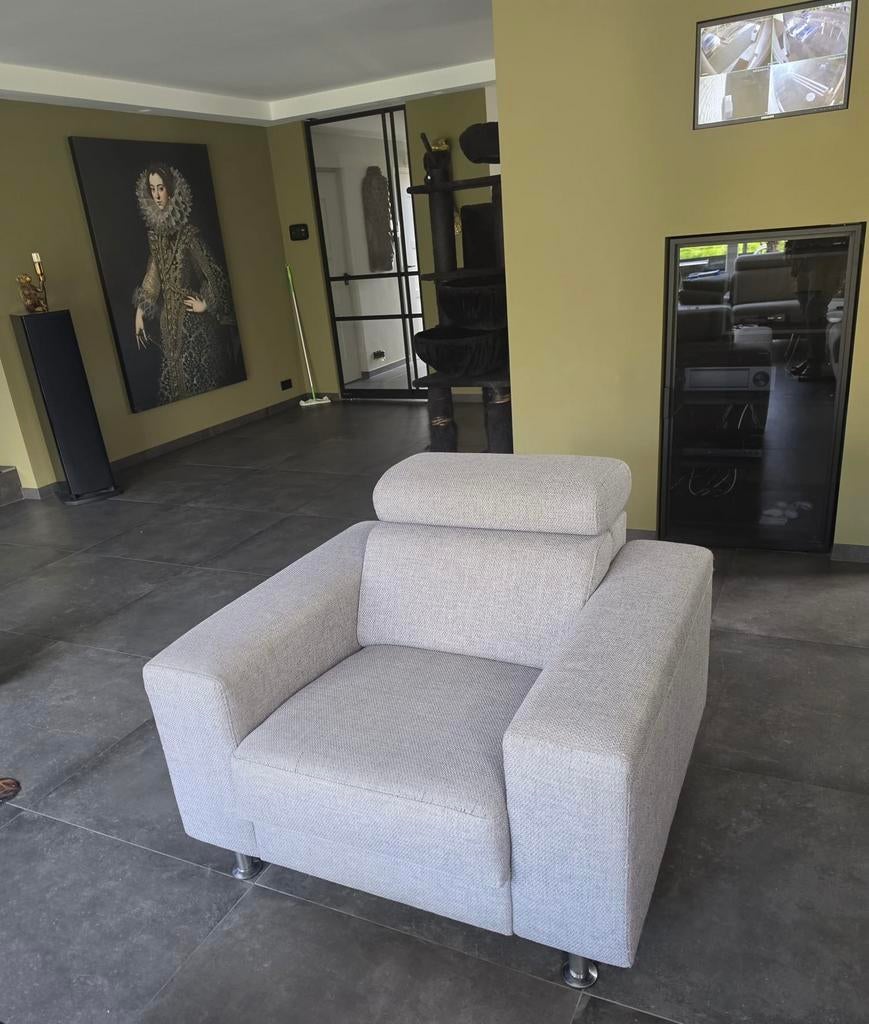 Grijze stoel / featieul, Huis en Inrichting, Ophalen, 75 tot 100 cm, Zo goed als nieuw, 100 tot 125 cm