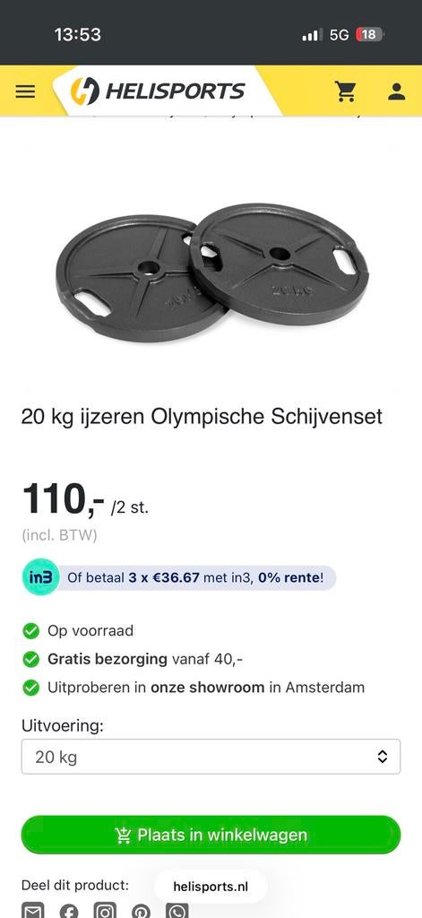 2x 20 kg, Ophalen, Zo goed als nieuw
