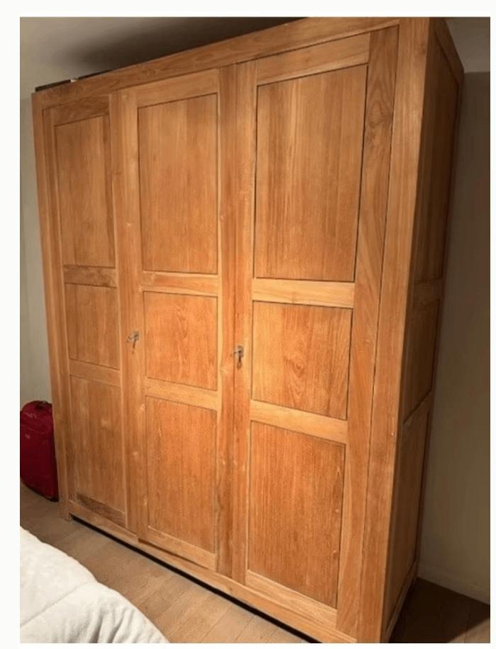 Teak massief houten kledingkast in Antwerpen, Huis en Inrichting, Ophalen, Met deur(en), 200 cm of meer, 150 tot 200 cm